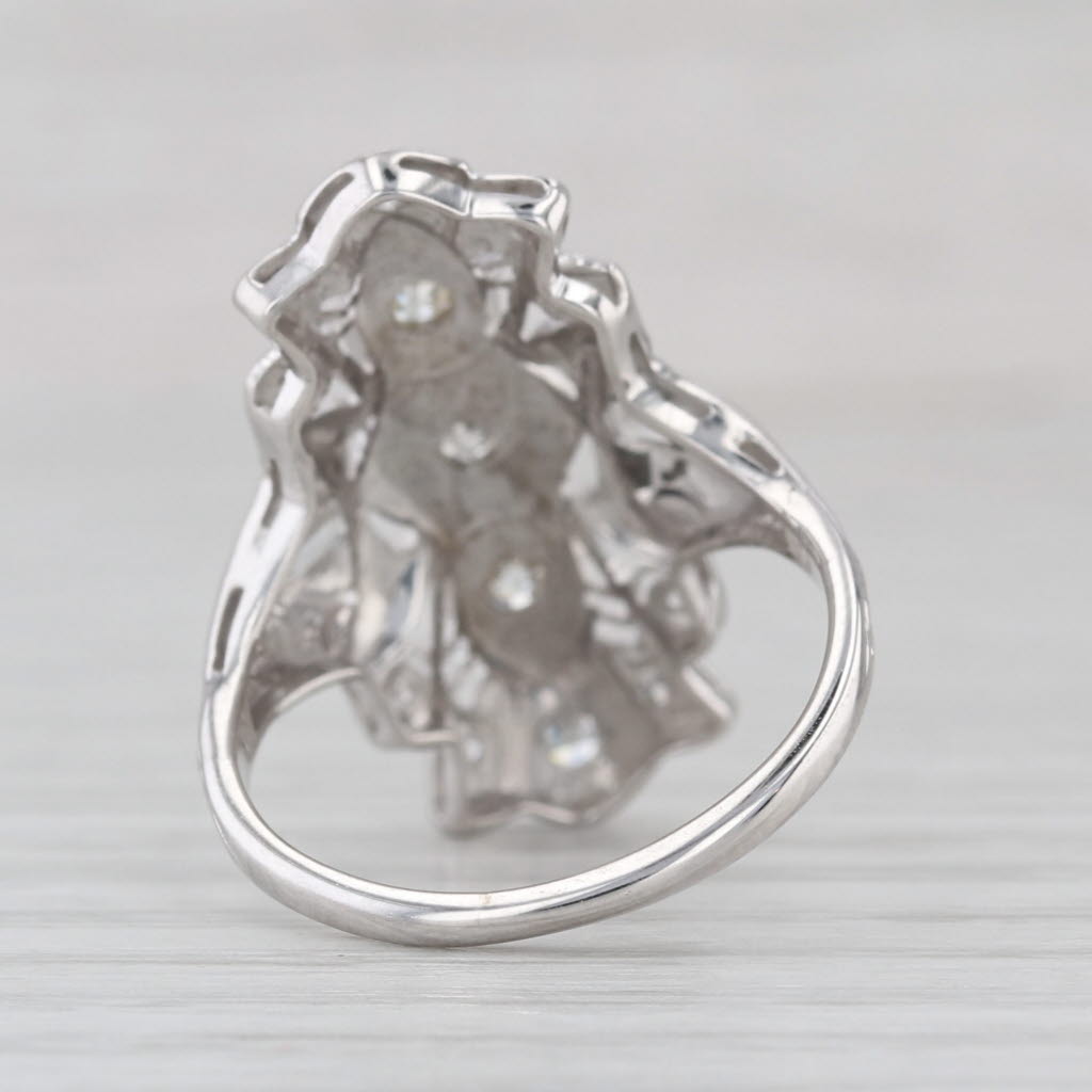 Vintage 0.31ctw Diamond Filigree Ring 18k White Gold Size 6