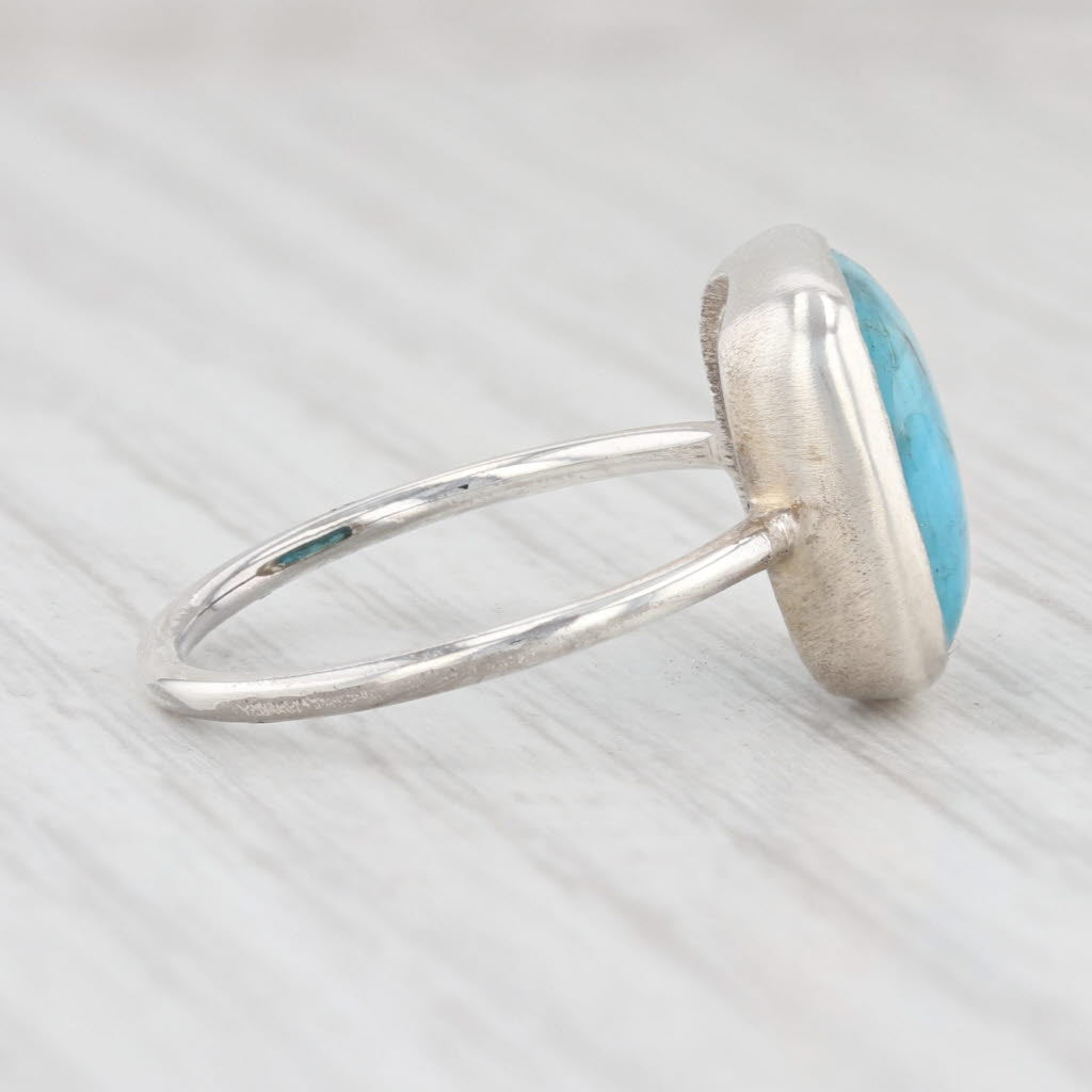 New Nina Wynn Turquoise Ring Sterling Silver Size 7 Marbled Solitaire