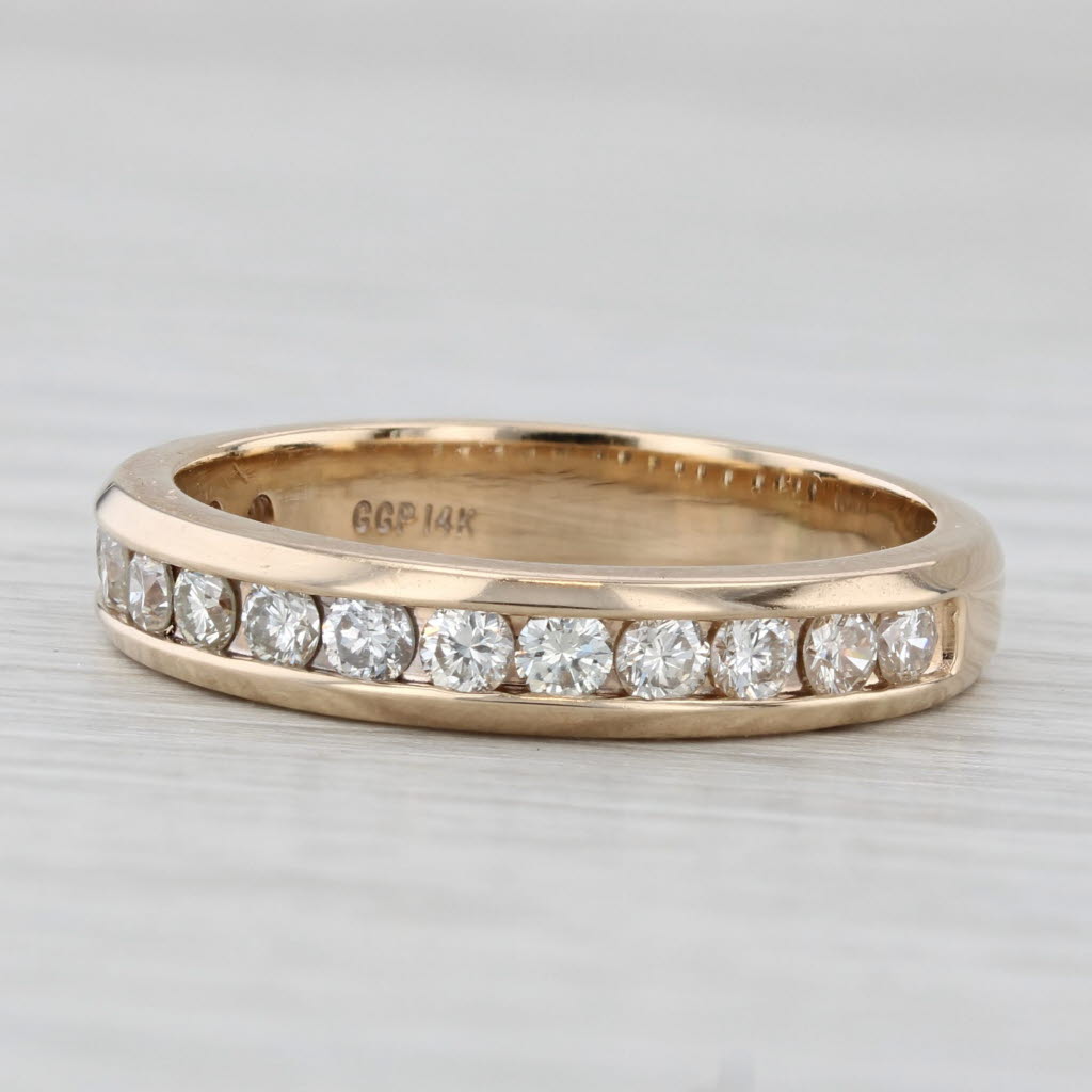 Light Gray 0.75ctw Channel Set Diamond Wedding Band 14k Yellow Gold Men's Ring