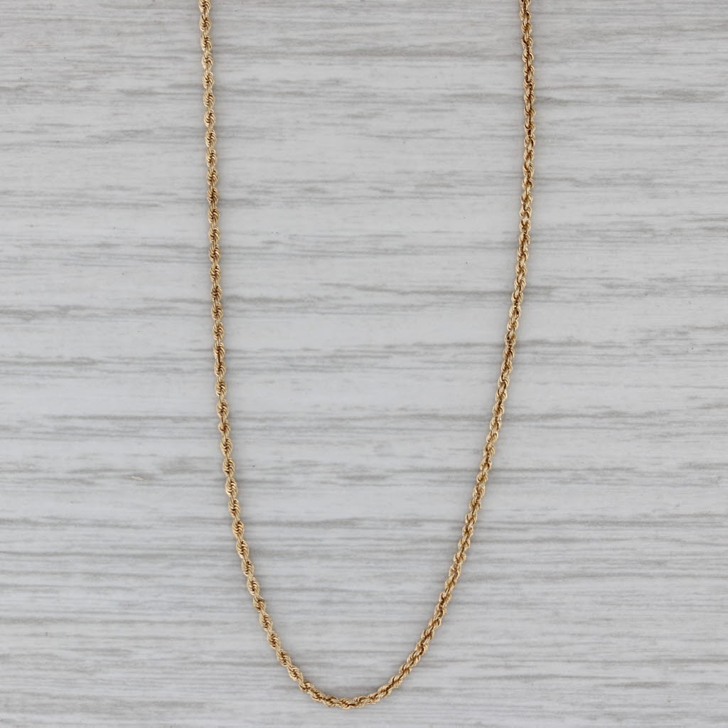 Gray Rope Chain Necklace 14k Yellow Gold 16" 1.3mm