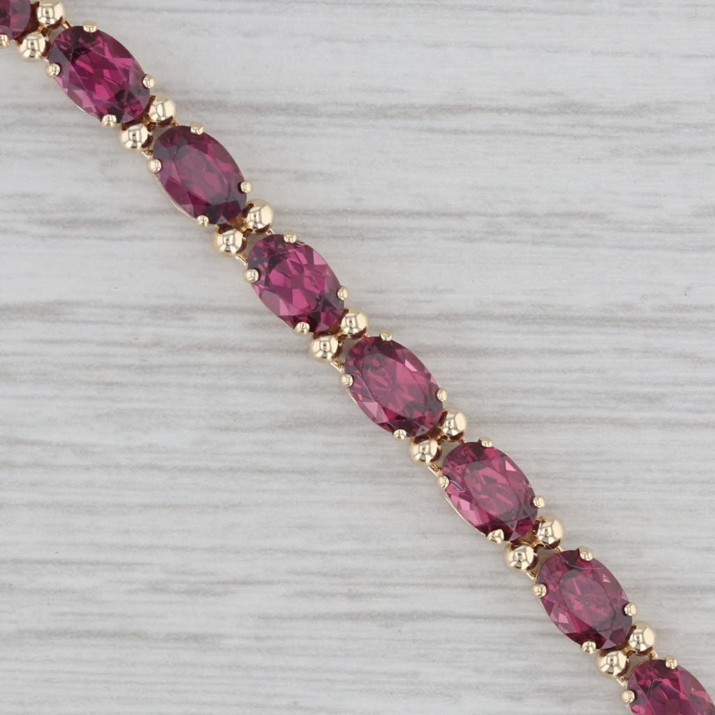 Gray 13ctw Rhodolite Garnet Tennis Bracelet 14k Yellow Gold 6.5" 4.2mm