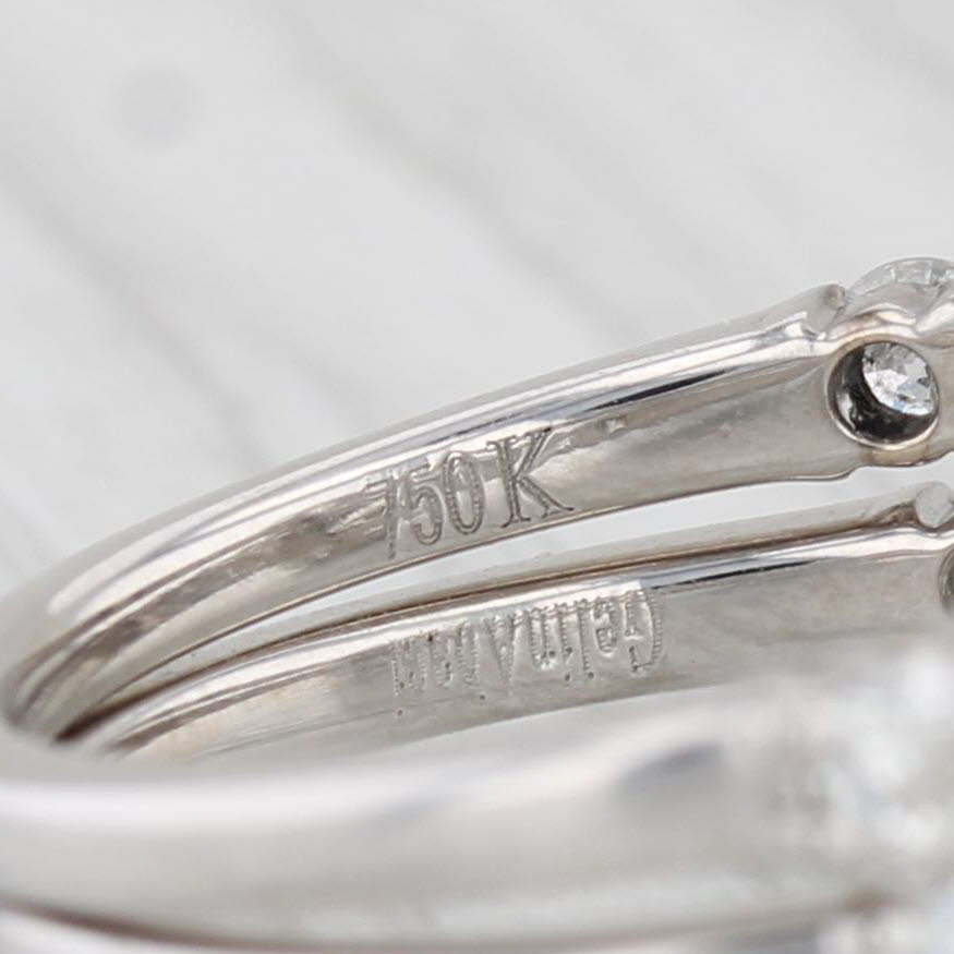 Light Gray 1.83ctw Diamond Engagement Ring Wedding Band Bridal Set 18k White Gold GIA