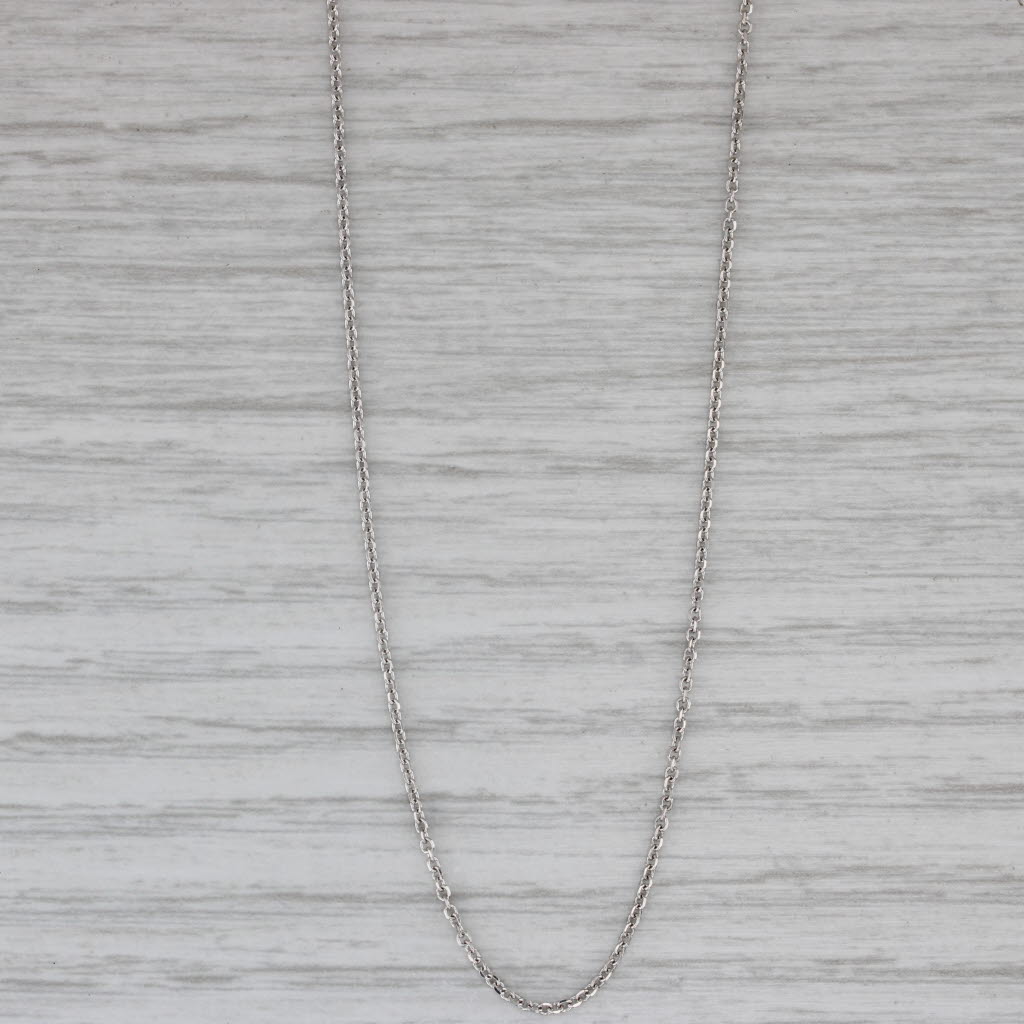 Gray Cable Chain Necklace 14k White Gold 18" 0.7mm