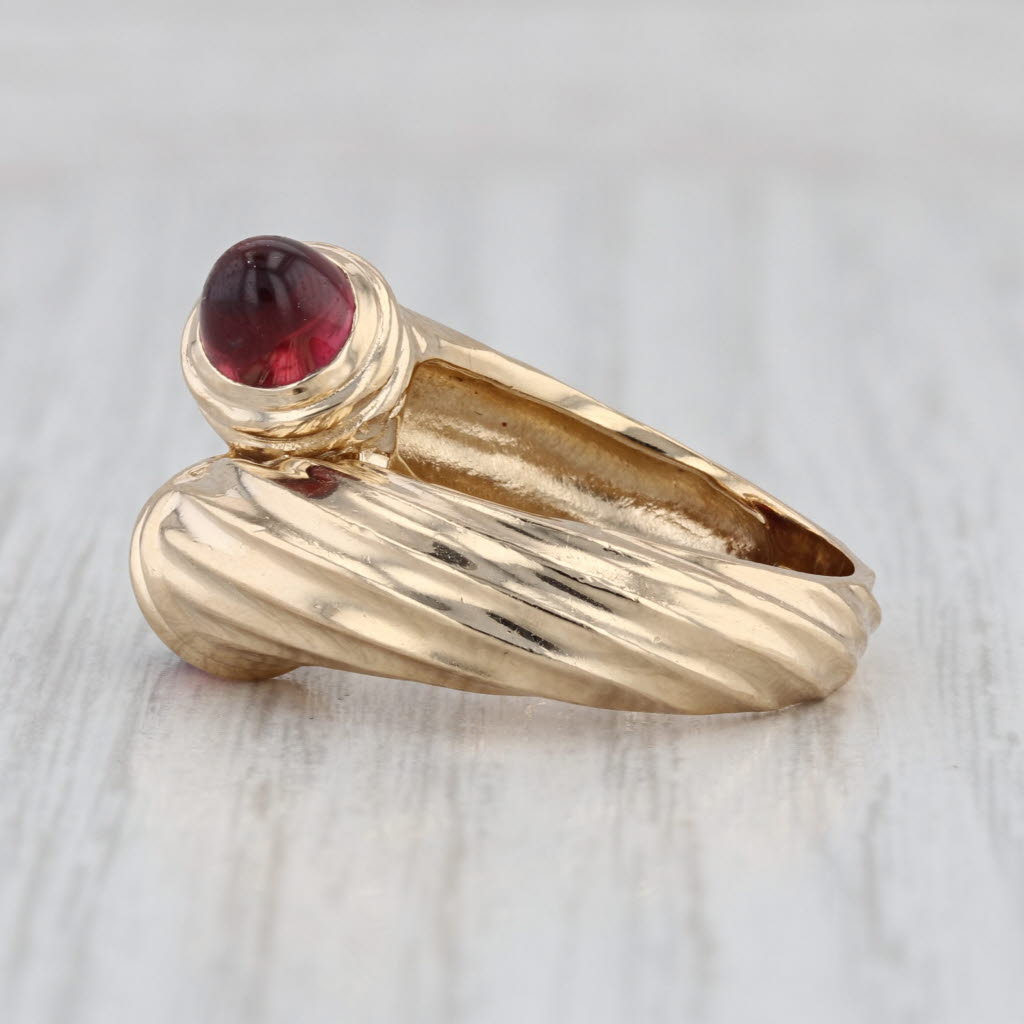 Garnet Cabochons Bypass Ring 14k Yellow Gold Size 5.75