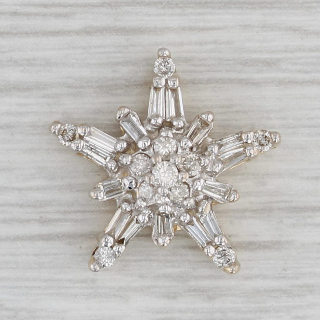Gray 0.33ctw Diamond Star Pendant 14k Yellow Gold Small Floating Drop