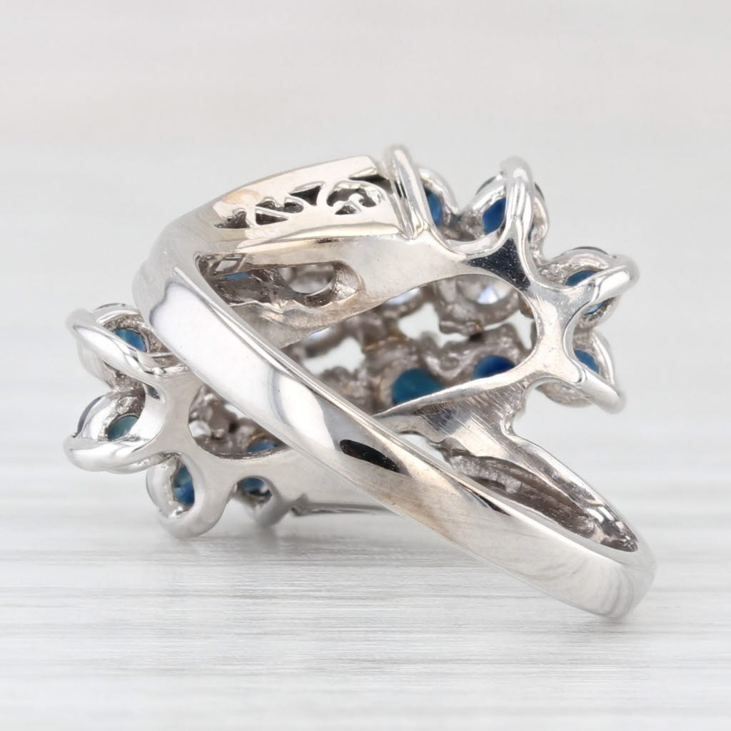 Light Gray 1.55ctw Tiered Blue Sapphire Diamond Ring 14k White Gold Size 6.25 Cocktail