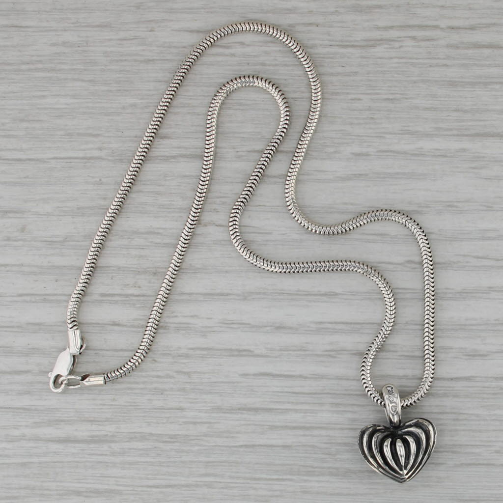 Lagos Caviar Puffy Heart Pendant Necklace Sterling Silver 16.25" Snake Chain