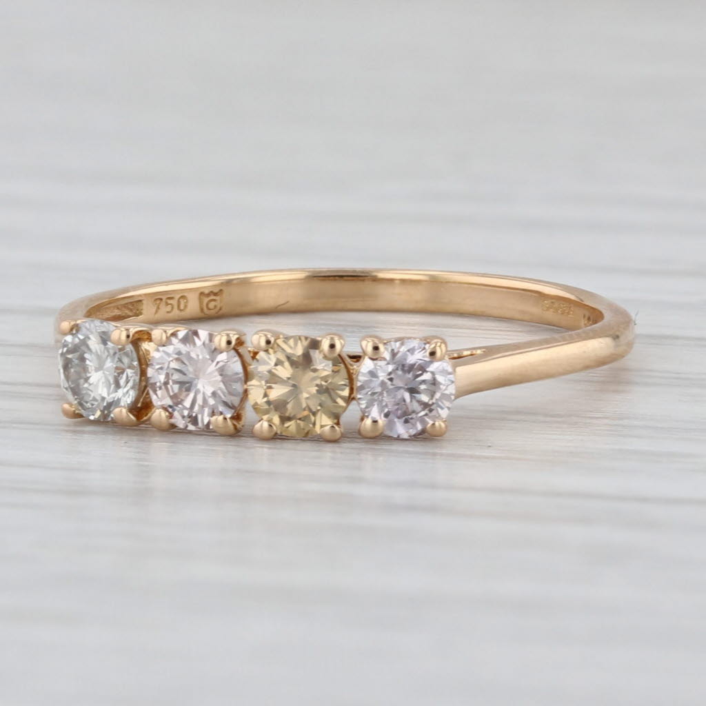 0.51ctw Multicolor Diamond Ring 18k Yellow Gold Sz 7.25 Stackable COA Tomas Rae