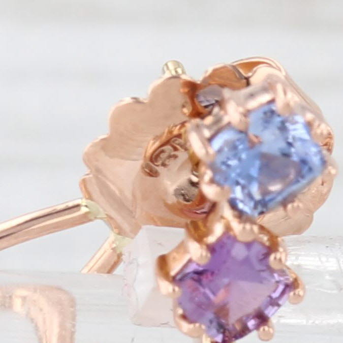 Light Gray Penny Preville 3.85ctw Watercolor Sapphire Climber Earrings 18k Rose Gold Purple