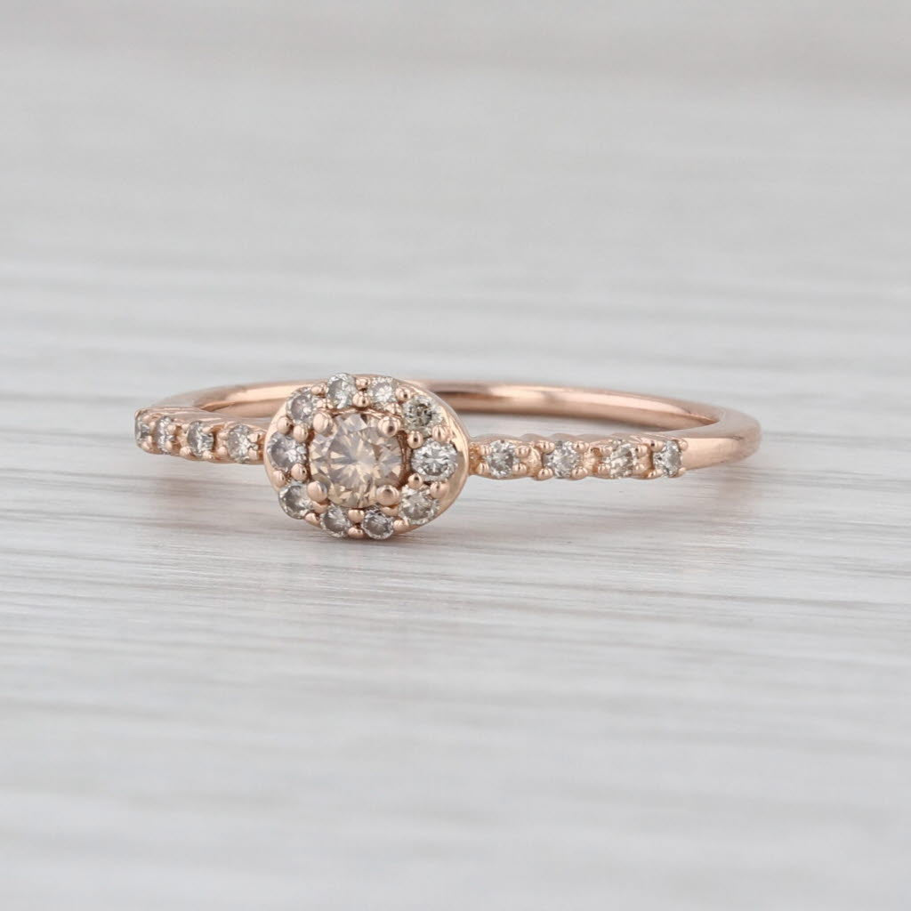 Le Vian 0.28ctw Champagne Diamond Halo Ring 14k Rose Gold Size 7 Engagement