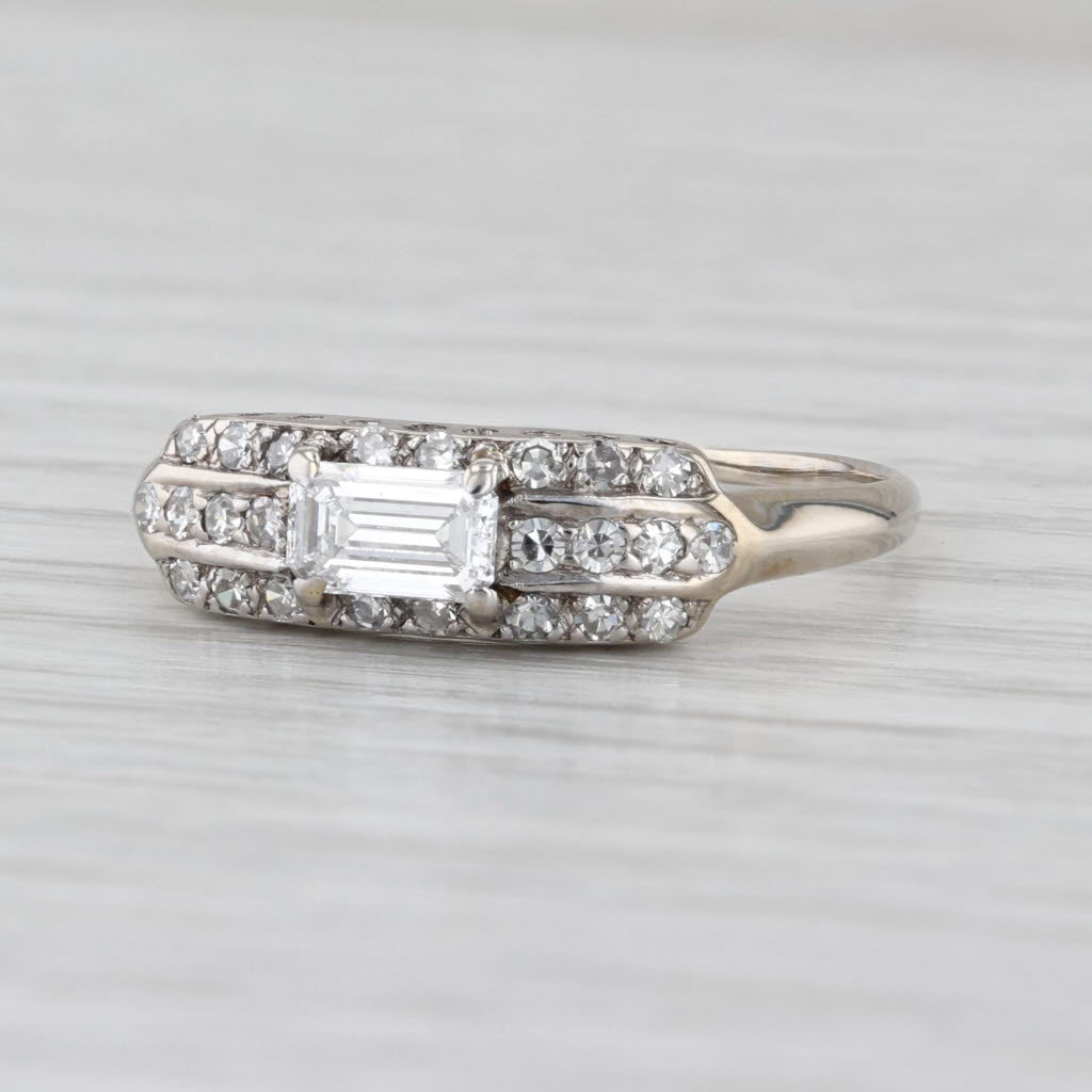 Vintage 0.62ctw Diamond Engagement Ring 14k White Gold Size 9.5 Stackable