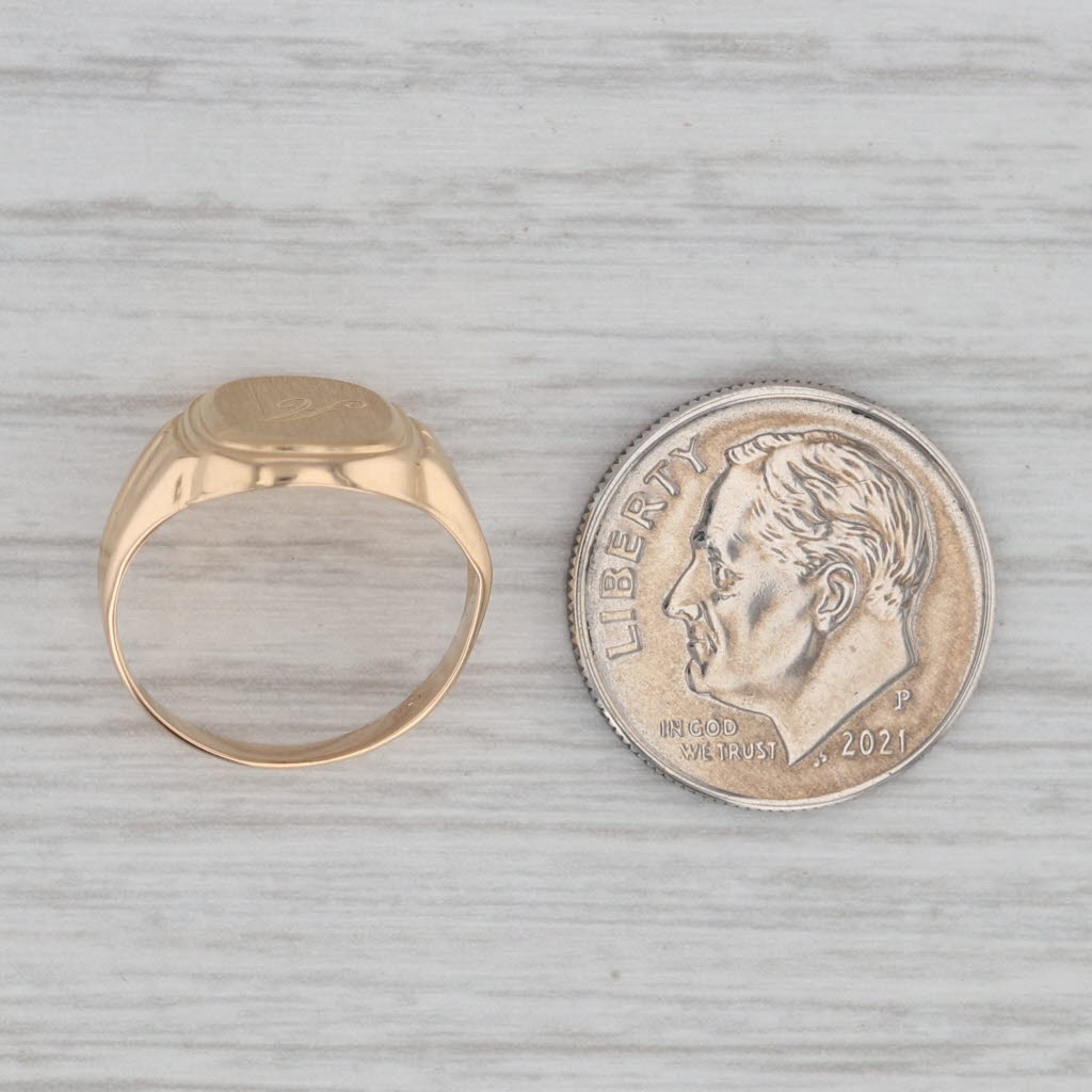 Gray Letter Initial A Signet Ring 18k Yellow Gold Small Size 2.75