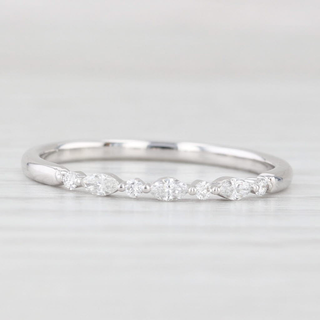 Light Gray New 0.13ctw Diamond Wedding Band 14k White Gold Stackable Ring Size 6.5