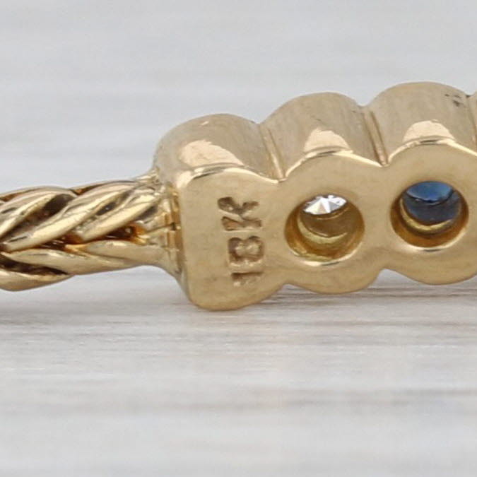 0.96ctw Blue Sapphire Diamond Bracelet 18k Yellow Gold Wheat Chain 6.75"