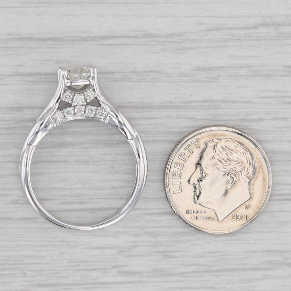 Gray 0.94 ctw Princess Cut Diamond Engagement Solitaire Ring 14K White Gold Size 7