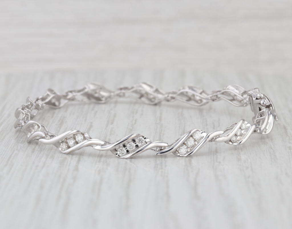 0.85ctw Diamond Tennis Bracelet 10k White Gold 7" 5.2mm