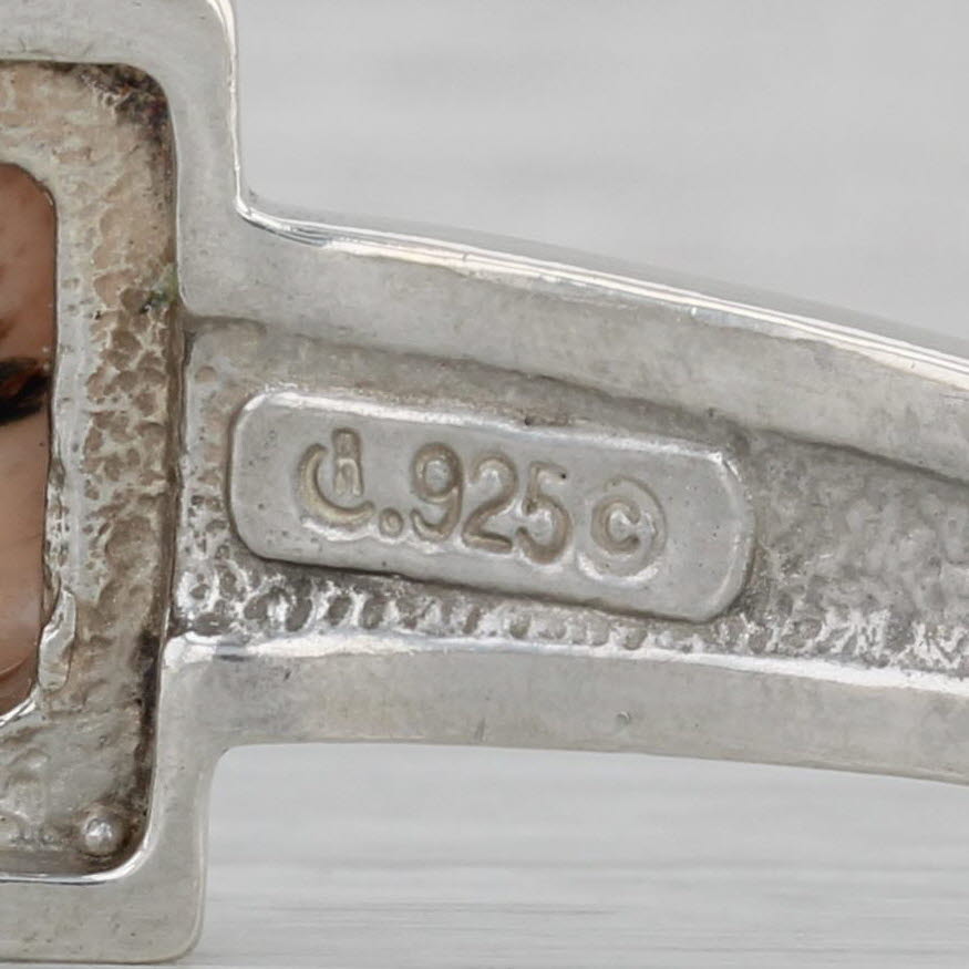 Dark Gray Pink Mother of Pearl Floral Cuff Bracelet Sterling Silver Relio Southwestern 7"
