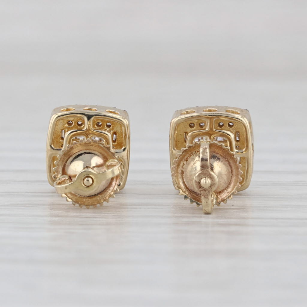 0.50ctw Diamond Pave Stud Earrings 10k Yellow Gold Square Studs