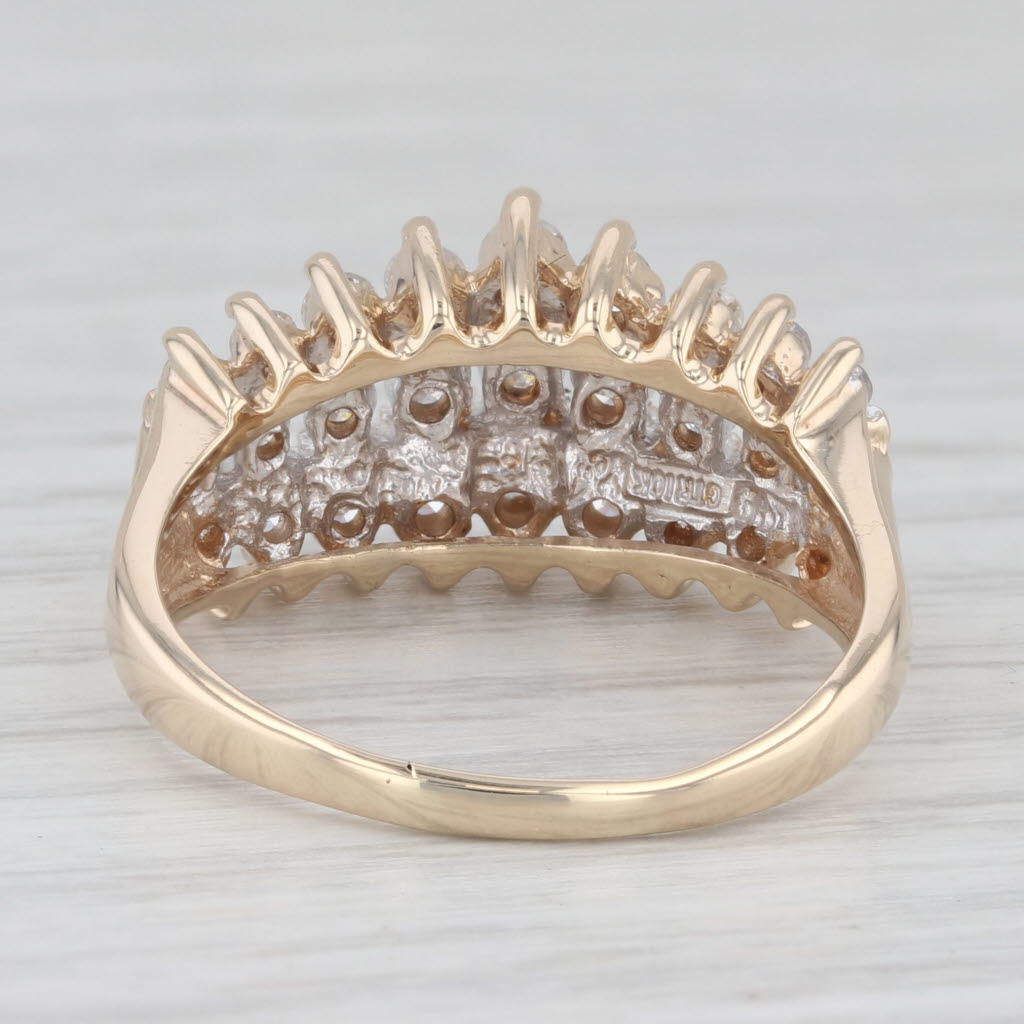 Light Gray 0.80ctw Diamond Cluster Tiered Ring 10k Yellow Gold Size 8.75