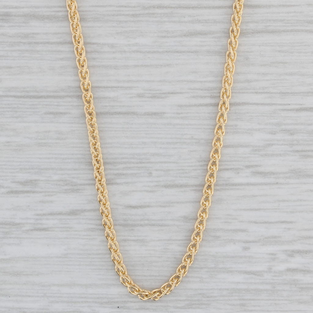 Gray New Round Wheat Chain Necklace 14k Yellow Gold 16" 1.5mm