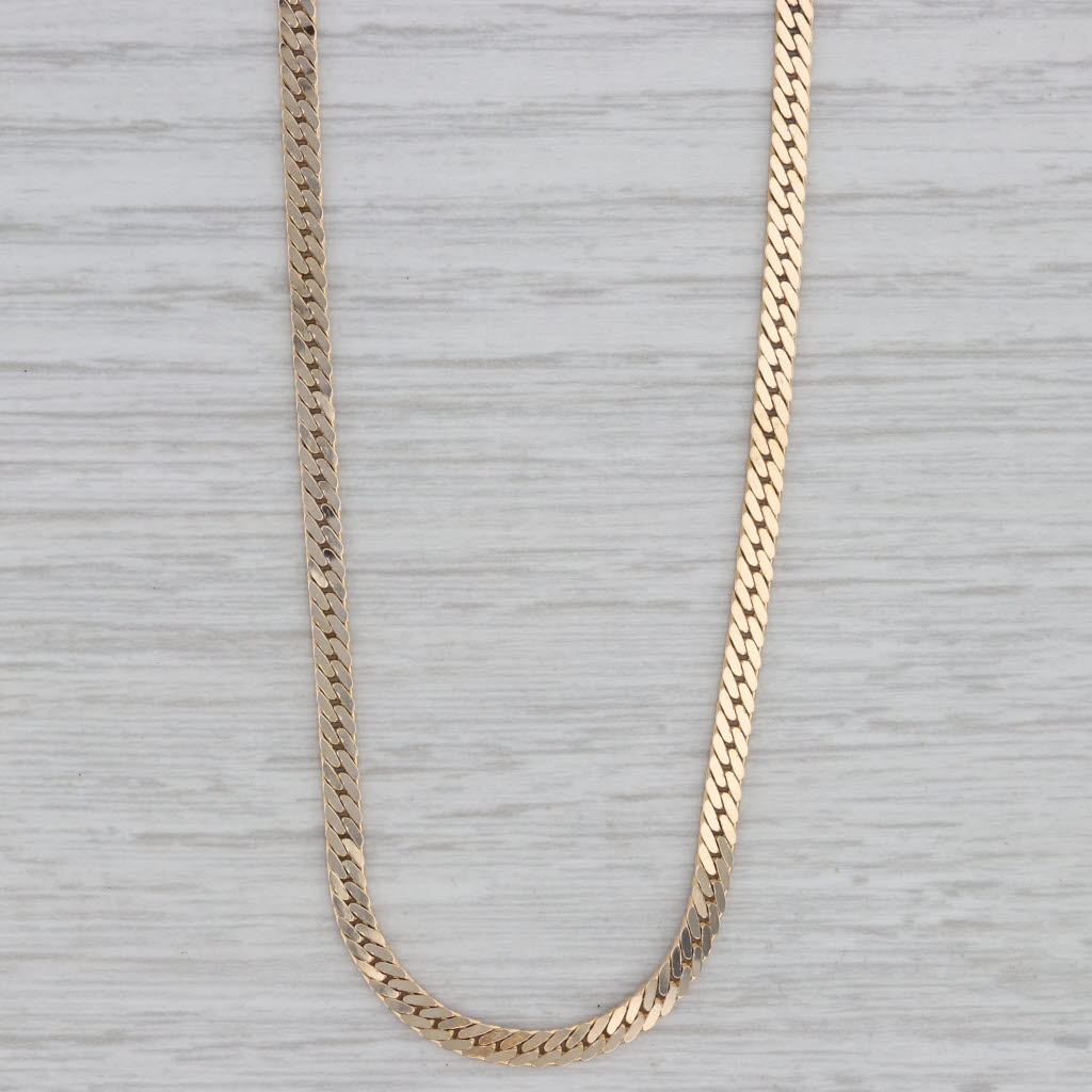 Gray Cuban Curb Link Chain Necklace 14k Yellow Gold Italy 18.5" 2.8mm