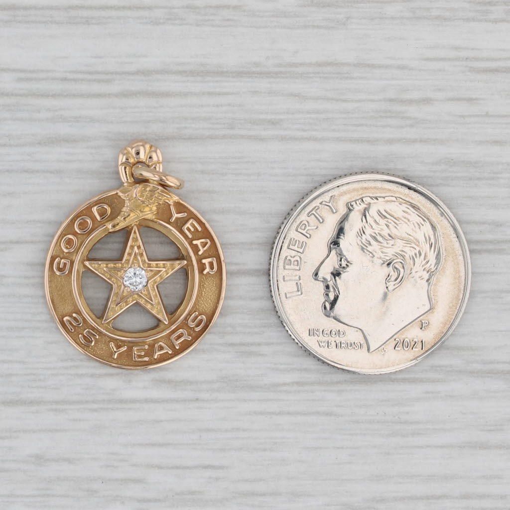 Gray Good Year 25 Year Service Pendant 10k Gold Diamond Star Charm