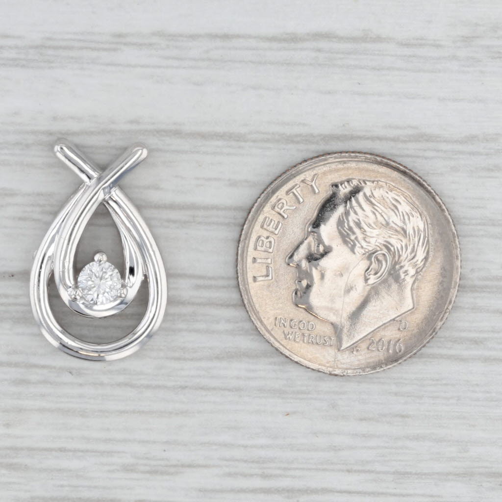 0.12ctw Diamond Fish Teardrop Pendant 14k White Gold Floating Drop