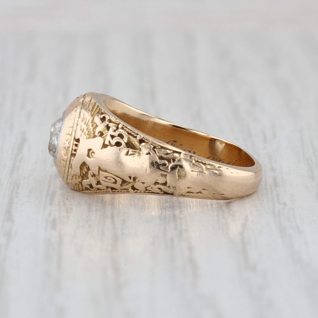 1935 Vintage Tiffany US Navel Academy Ring w/ Box 0.85ct Diamond USNA Size 7.5