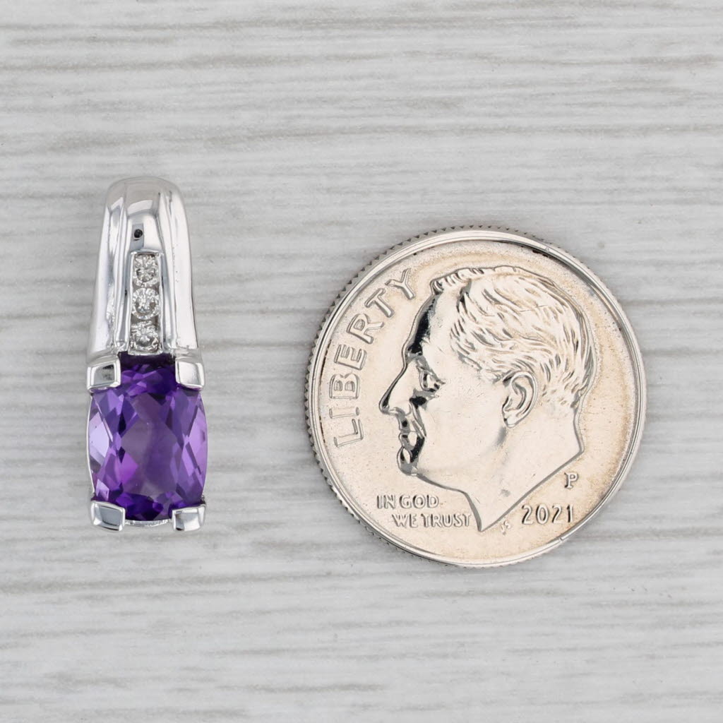 Gray 1.40ctw Cushion Amethyst Diamond Pendant 14k White Gold