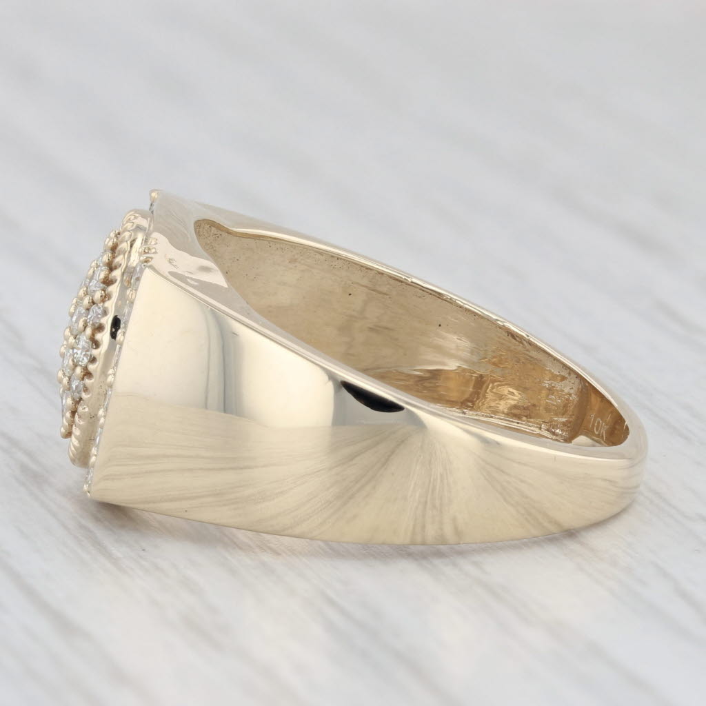 Light Gray 0.42ctw Diamond Cluster Ring 10k Yellow Gold Size 10.25 Men's