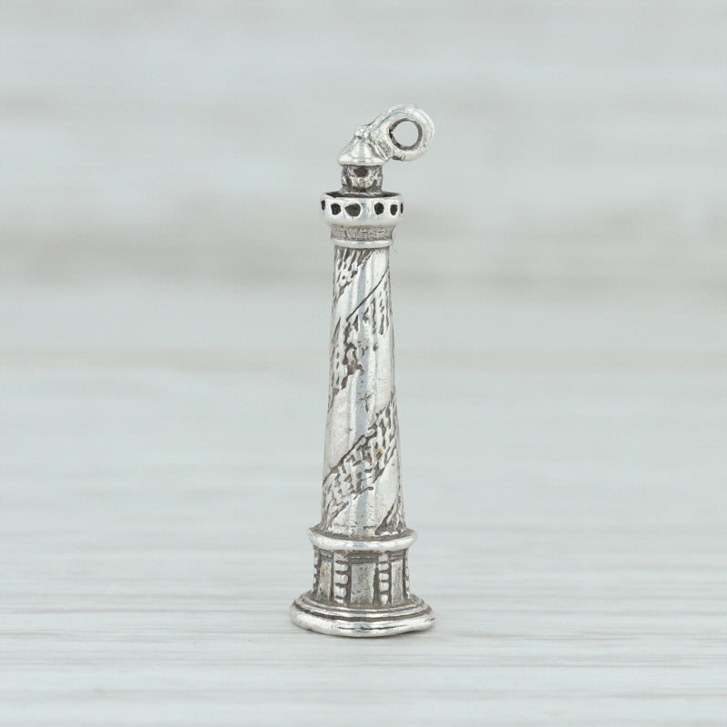 Light Gray Cape Hatteras Lighthouse Charm Sterling Silver Nautical North Carolina Souvenir