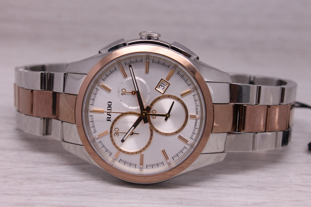 Rado Hyperchrome Rose & Steel 41mm Mens Quartz Chronograph R32039102 w Box Card