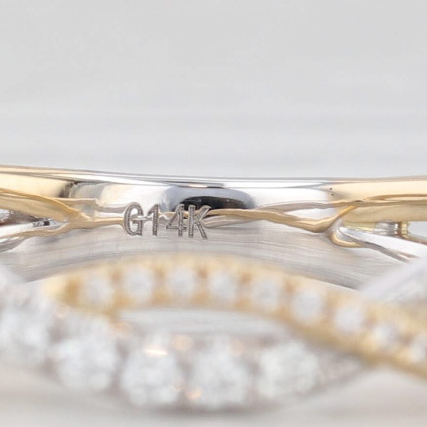 Light Gray New 0.29ctw Woven Diamond Ring 14k White Yellow Gold Wedding Stackable Band 6.75