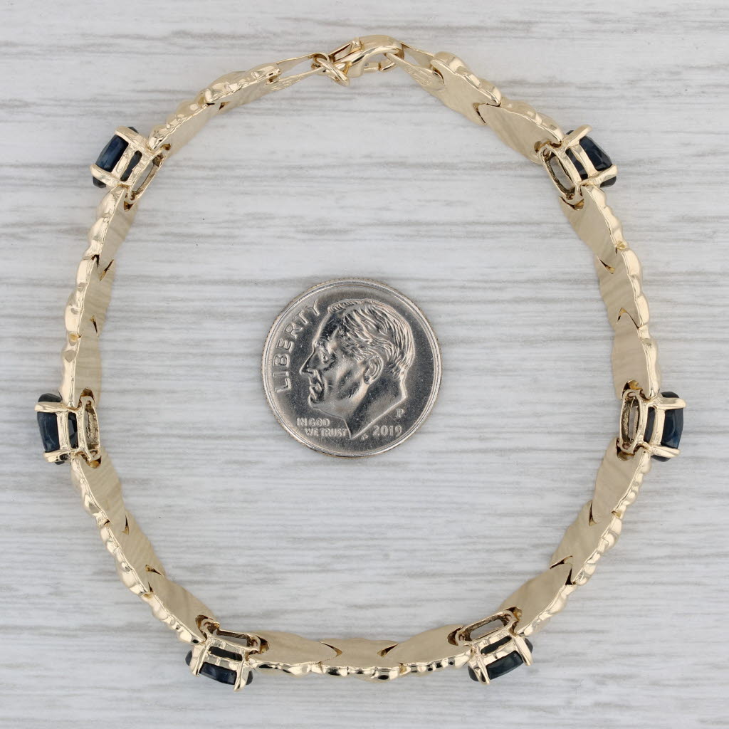 Gray Town & Country 5.70ctw Sapphire Bracelet 10k Yellow Gold 7.25" 7.4mm