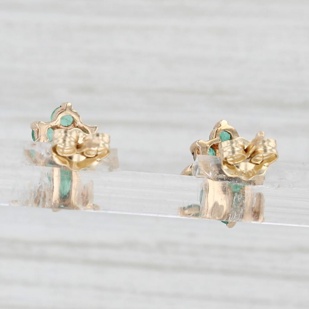 Light Gray 0.72ctw Emerald Diamond Cluster Flower Stud Earrings 10k Yellow Gold