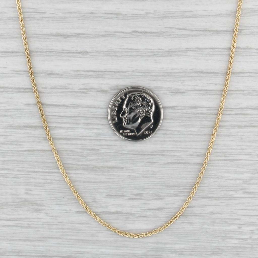 Wheat Chain Necklace 14k Yellow Gold 18" 1.5mm