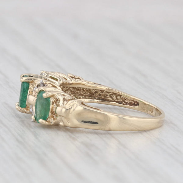 0.81ctw Emerald Diamond 3-Stone Ring 10k Yellow Gold Size 5.5