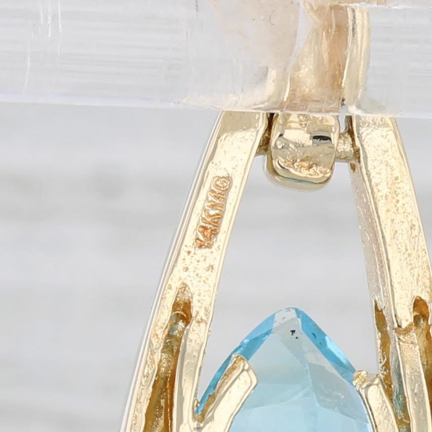 Light Gray 4.60ctw Blue Topaz Dangle Earrings 14k Yellow Gold Pierced Drops