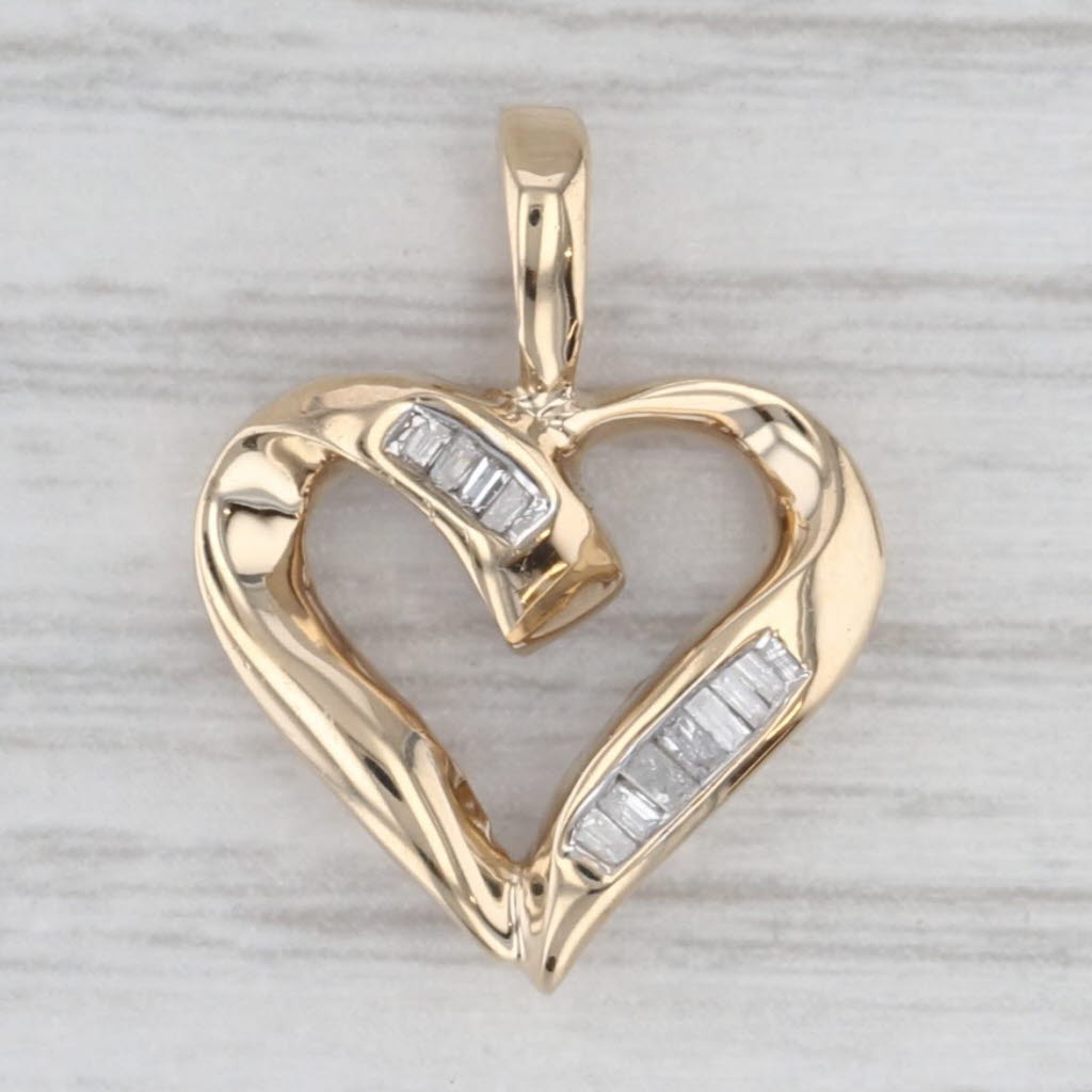 Gray 0.10ctw Diamond Open Heart Pendant 10k Yellow Gold