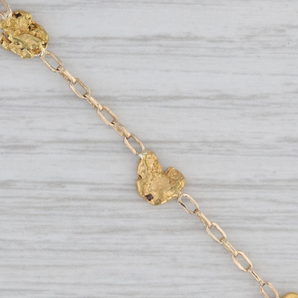 Gray Vintage Nugget Cable Chain Bracelet 14k 23k Yellow Gold 7.5"