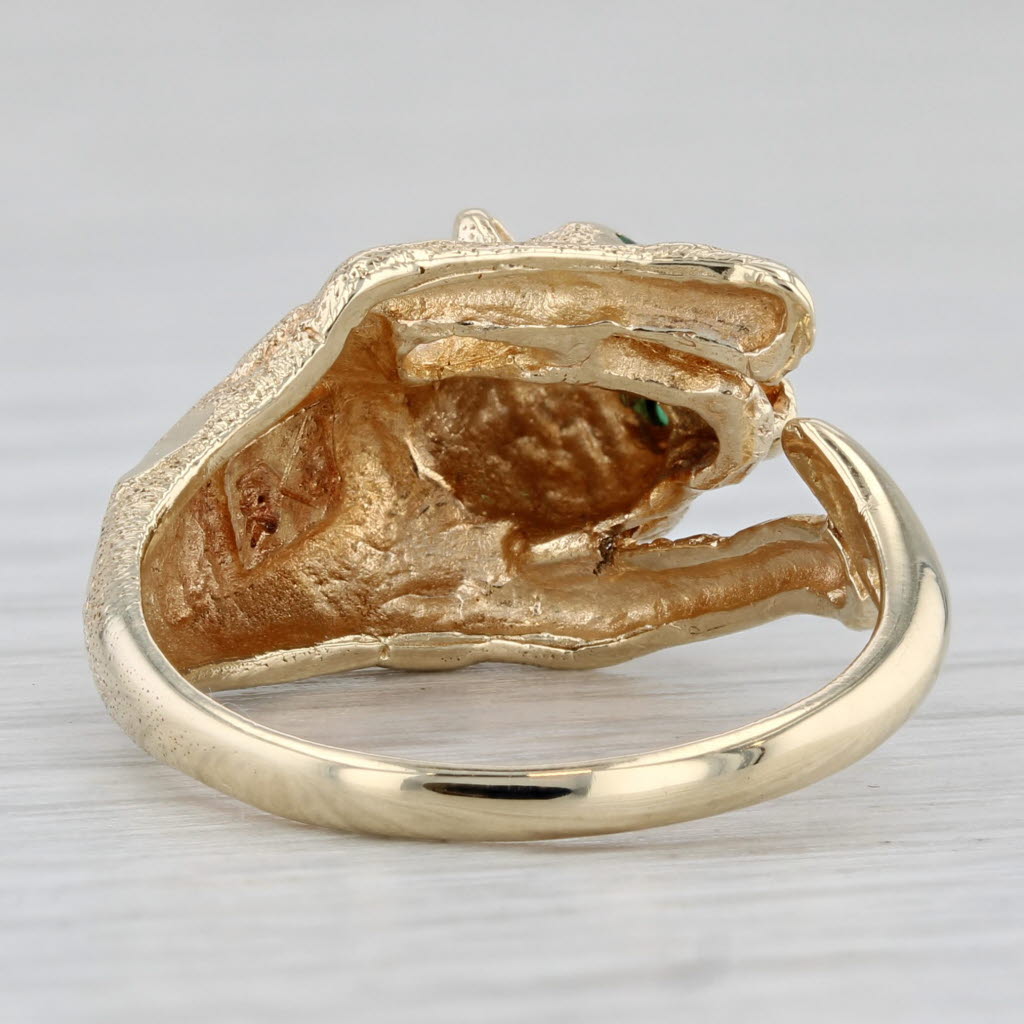 Gray Emerald Eyed Panther Ring 10k Yellow Gold Size 7 Statement
