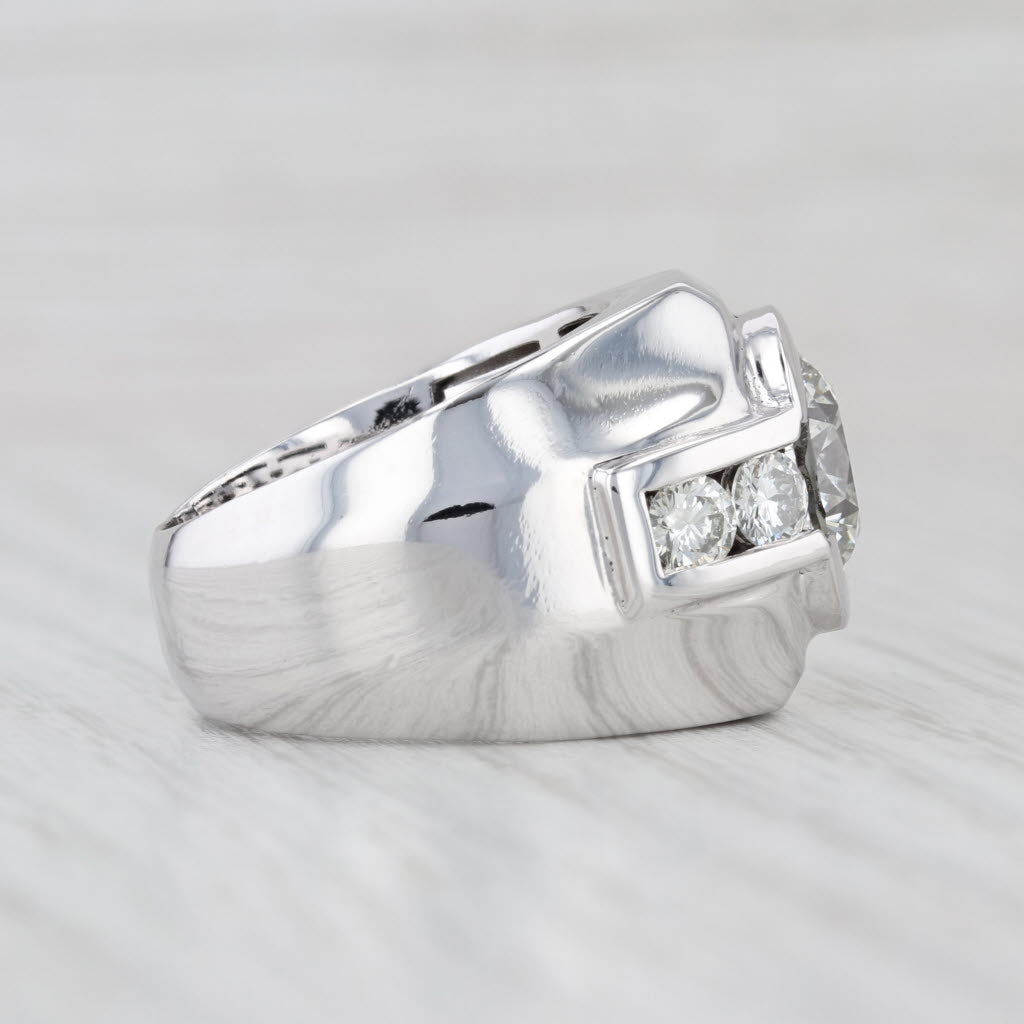 3.75ctw Round Diamond Ring 14k White Gold Size 8 Hearts & Arrows EGL