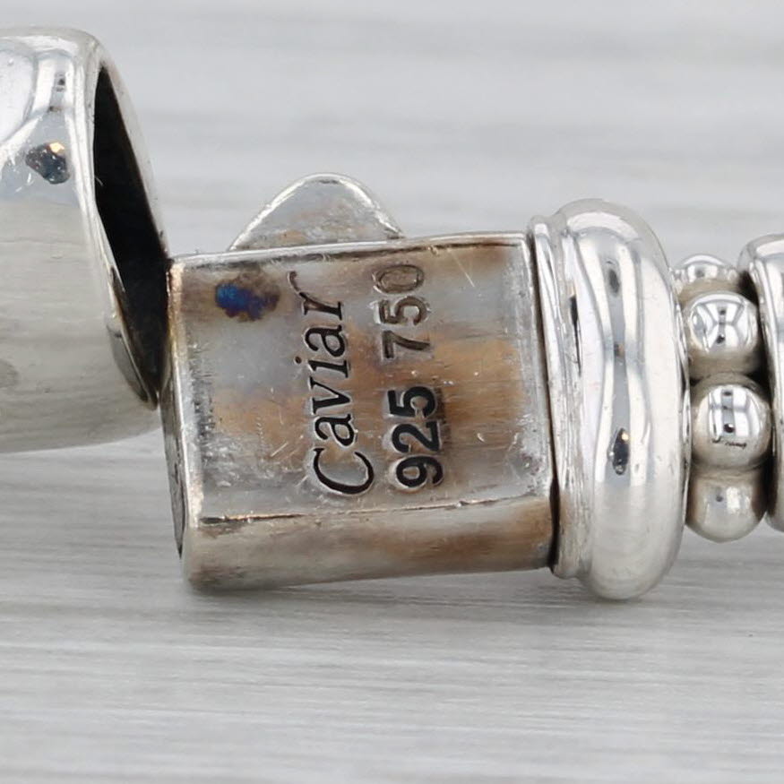 Gray Lagos Caviar Six Station Bracelet Sterling Silver 18k Gold Pouch Booklet 6.75"