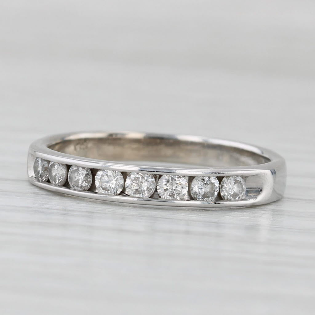 Light Gray 0.50ctw Diamond Wedding Band 14k White Gold Size 7.5 Stackable Anniversary Ring