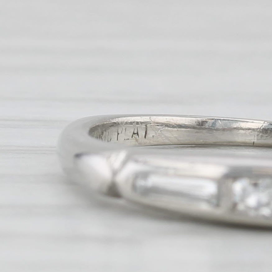 Light Gray 0.12ctw Diamond Wedding Band Platinum Size 5.75 Stackable Ring