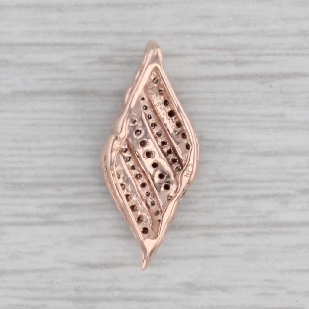 Gray 0.10ctw White Brown Diamond Floating Drop Pendant 10k Rose Gold