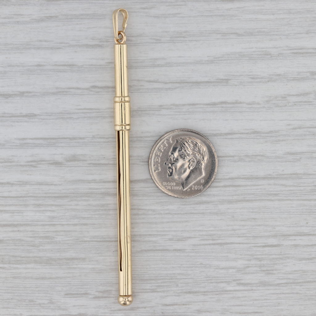Gray Vintage Swizzle Stick Cocktail Stirrer Pendant 14k Yellow Gold Barware