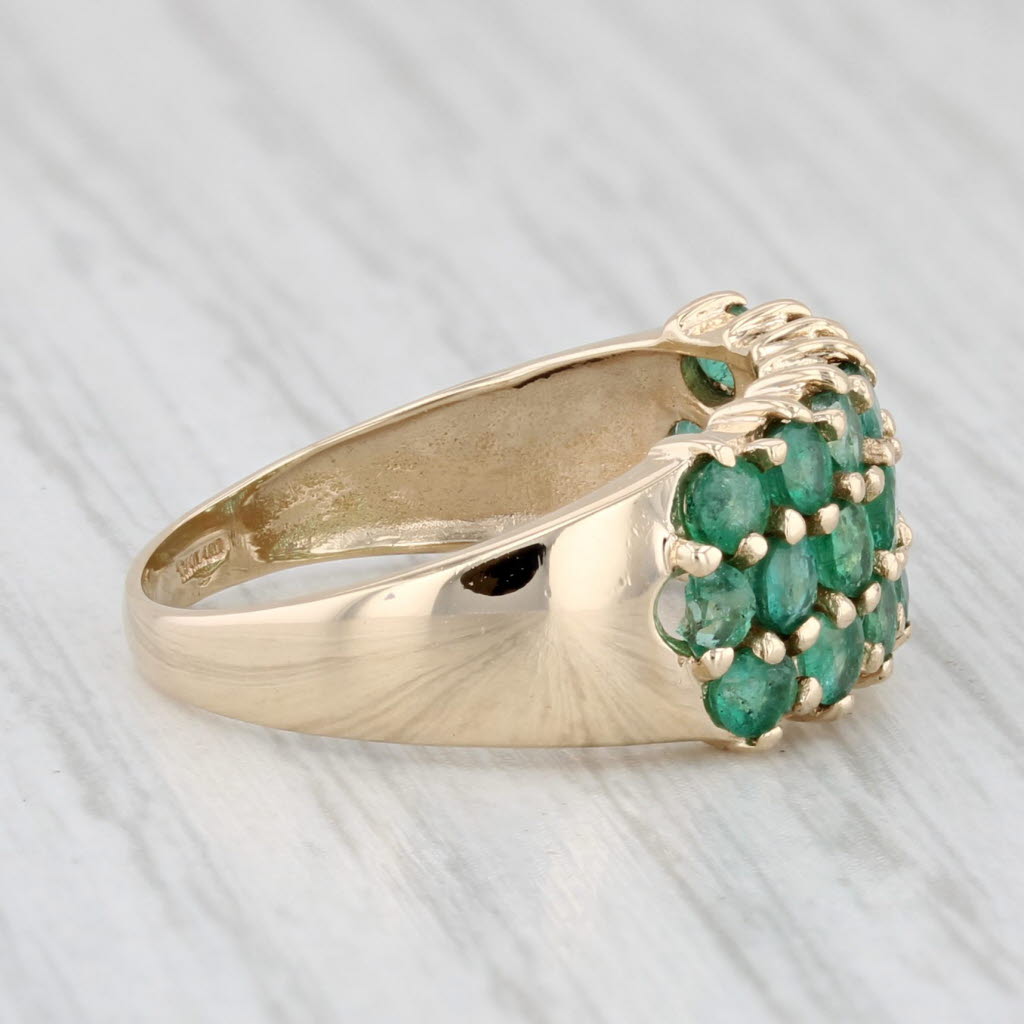 Light Gray 1.48ctw Emerald Cluster Ring 10k Yellow Gold Size 6.25