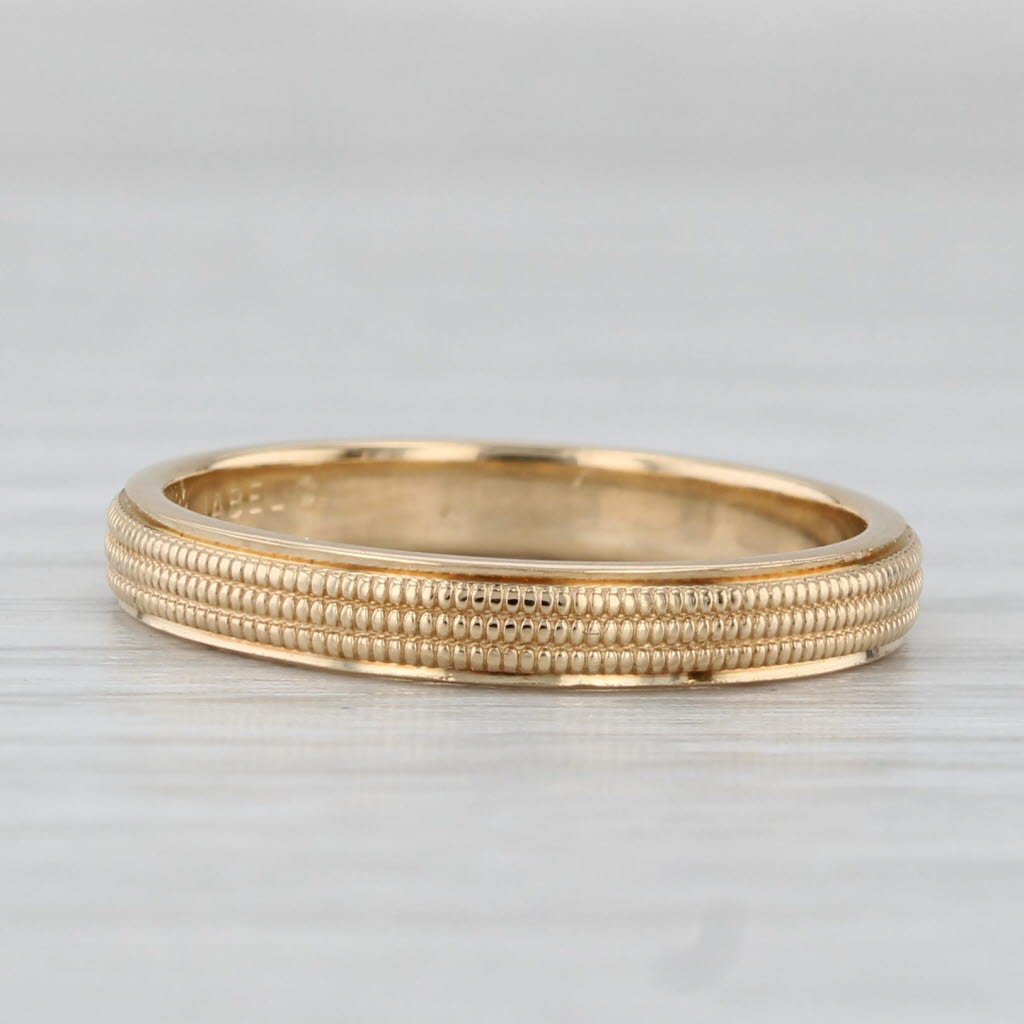 Light Gray Vintage Jabel Band 18k Yellow Gold Wedding Ring Stackable Size 6-6.25