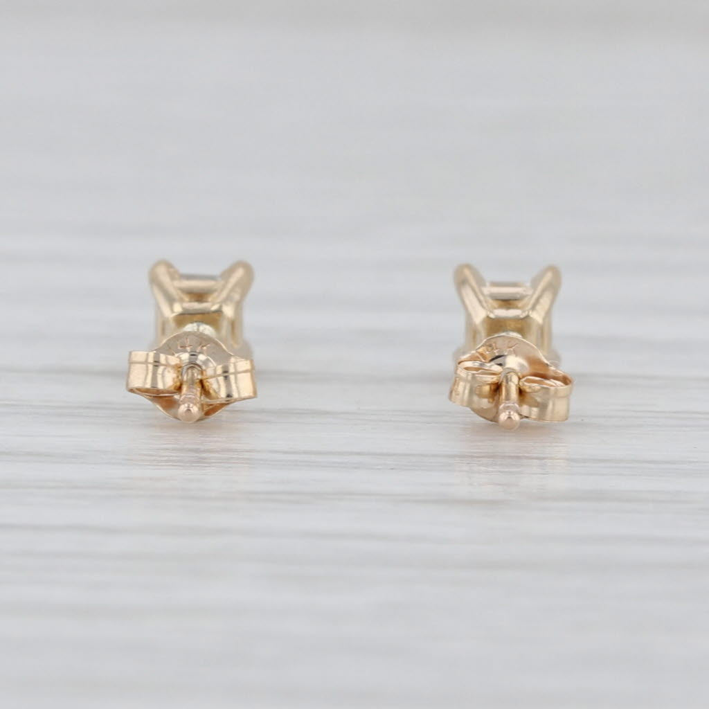0.36ctw Square Diamond Solitaire Stud Earrings 14k Yellow Gold Studs VS2 G-H